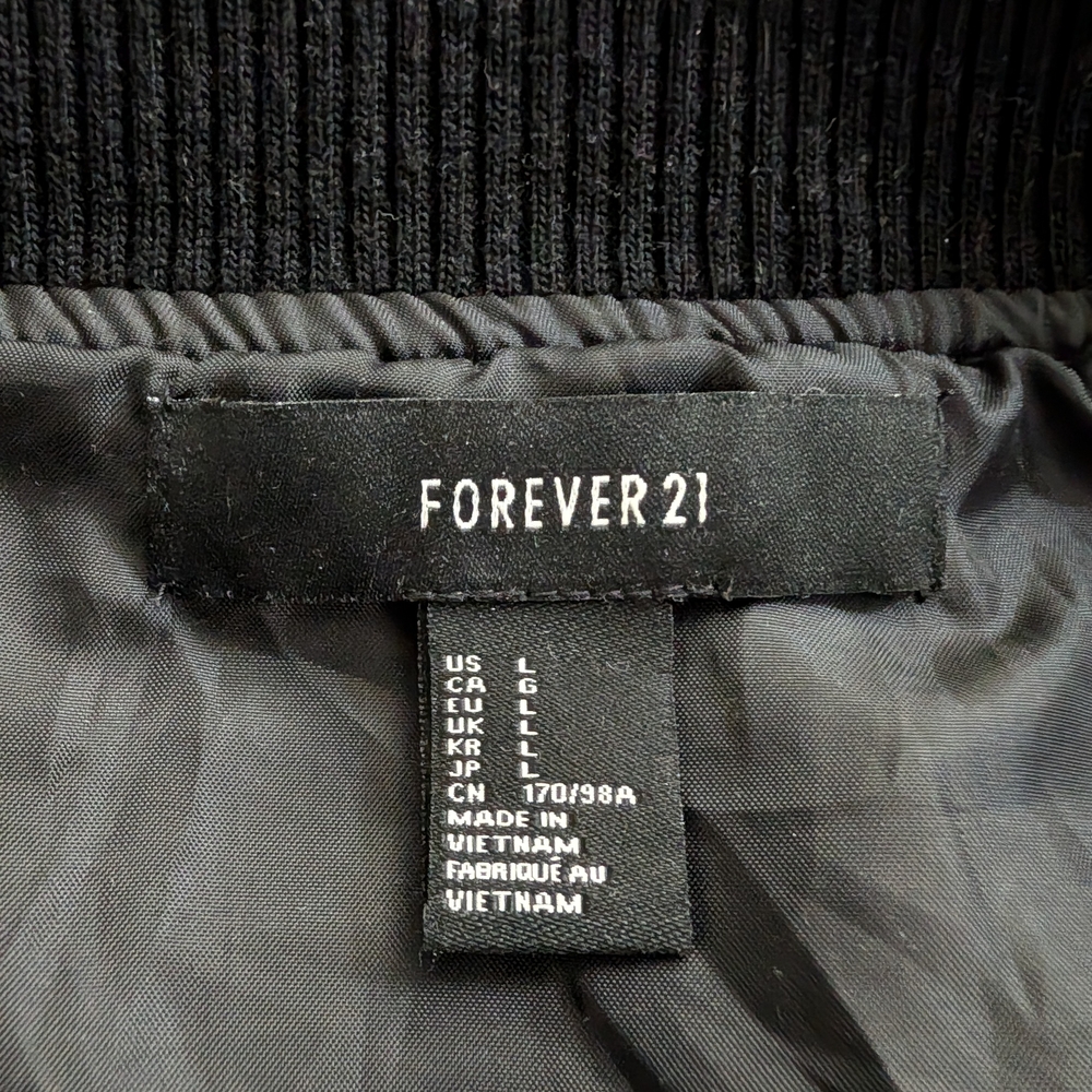 Forever 21 Black Varsity Jacket with Leather Accents - Picture 7 of 8